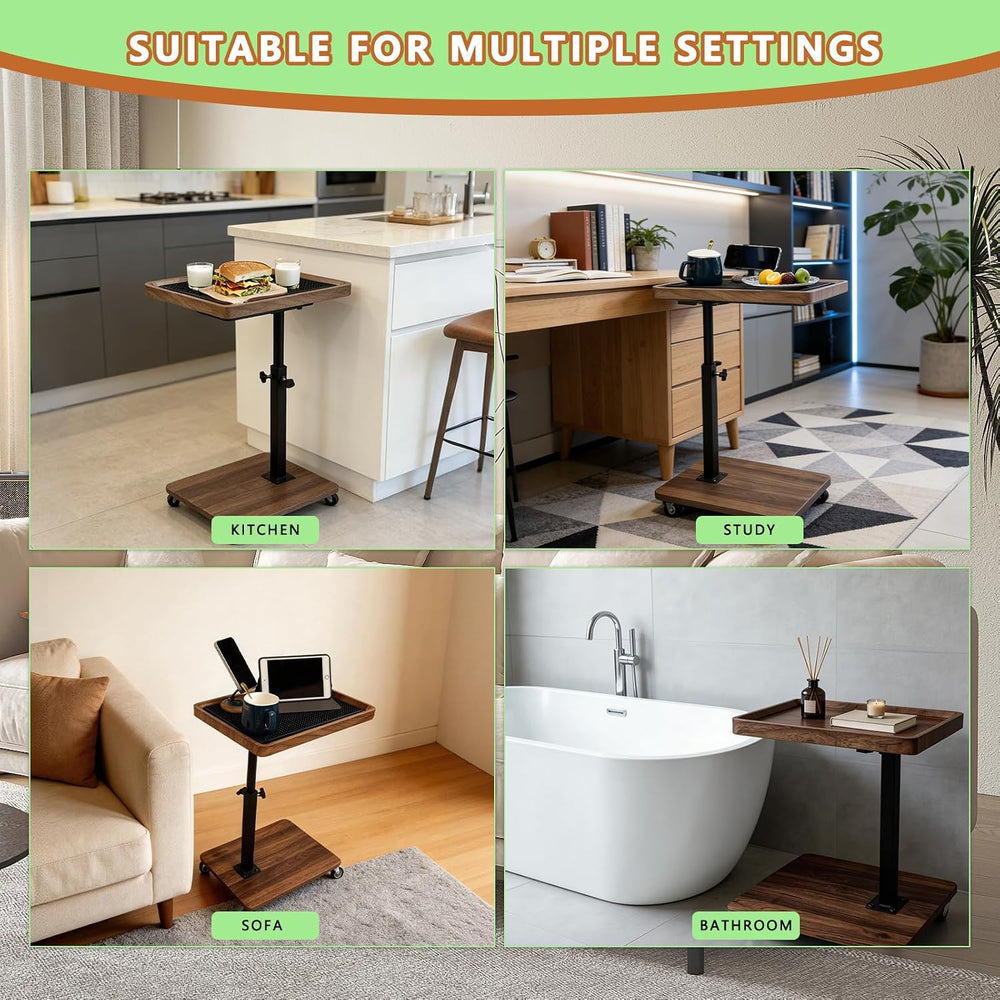 TV Tray Table with Phone Stand & Non-Slip Mat, C Table End Table Height A...