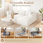 Vesgantti 106" Modular Sectional Sofa with Chaise, Deep Seat Comfy Cloud Couch Corduroy L Shaped Sofa Sectional Couches for Living Room Bedroom, No Assembly Required (Beige, Right-Facing Chaise)