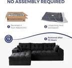 MAXYOYO 104" L Shaped Modular Sectional Sofa with Ottoman, Cloud Boneless Couch with Layered Cushion, Upholstered Sofa in a Box, Flexible Module Combination for Living Room, No Assembly, Black
