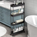 SPACELEAD Slim Storage Cart 4 Tier,Bathroom Organizer Rolling Utility,Mobile Shelving Unit Slide Out for Office, Kitchen, Laundry Room & Narrow Places,Black
