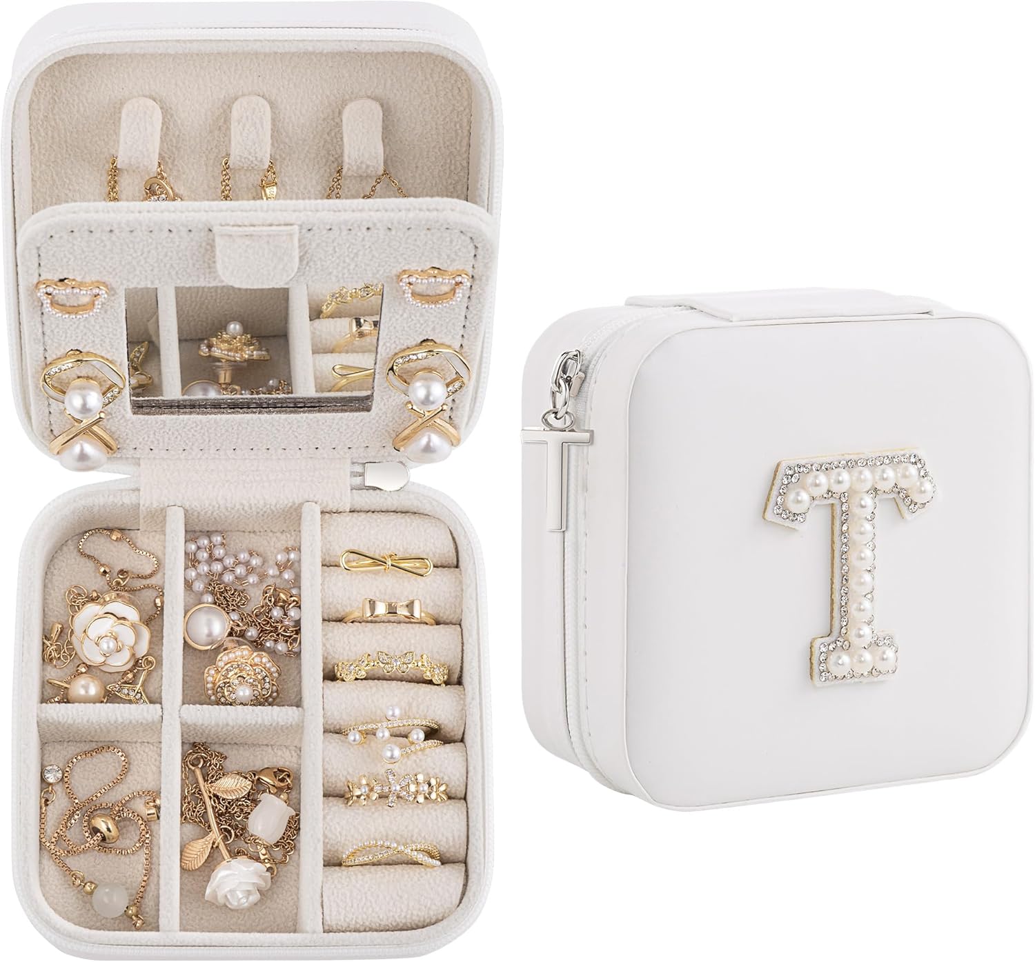 Birthday Gifts For Women, Initial Jewelry Box, Travel Jewelry Case, Gifts for Wife Girlfriend, Small Travel Jewelry Organizer, Gift for Girls, Graduation Gifts for Her, Bridesmaid Gifts