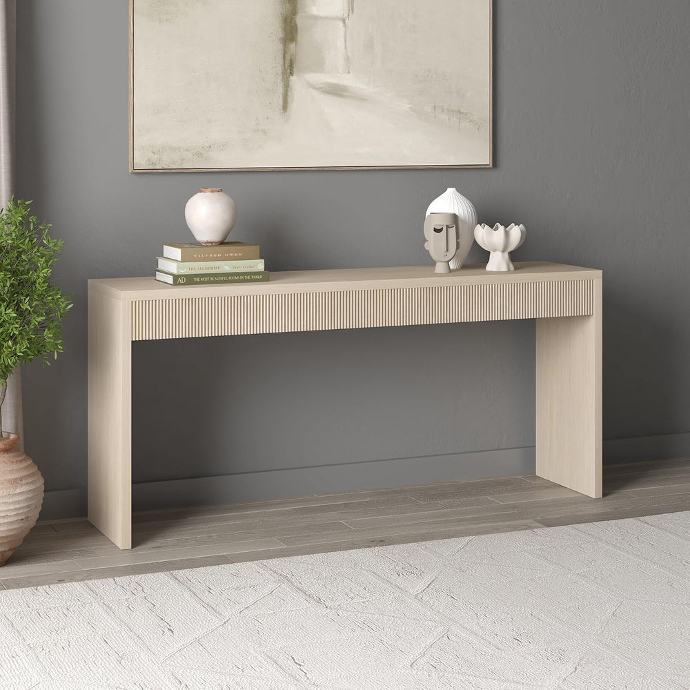 Henn&Hart 64" Rectangular Fluted Console Table, Ribbed Entryway Tabl...
