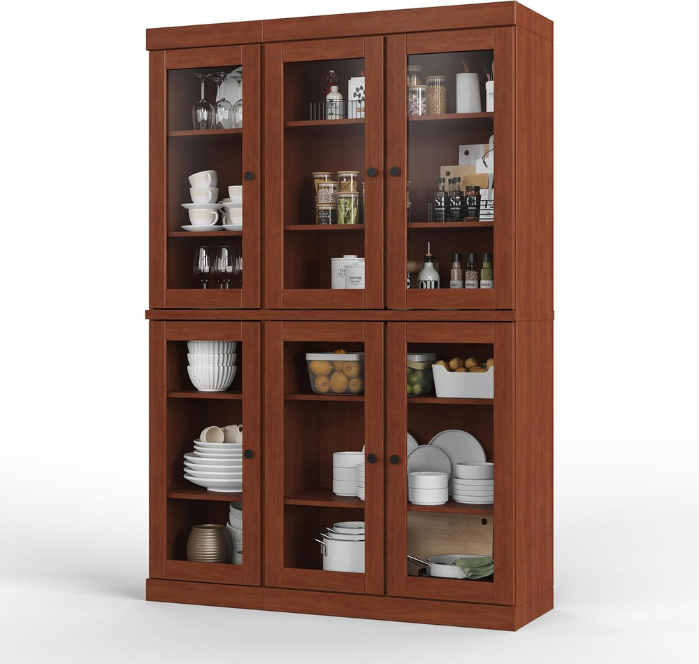 Palace Imports 100% Solid Wood 48.5" Pantry China Cabinet with Clear Gla...