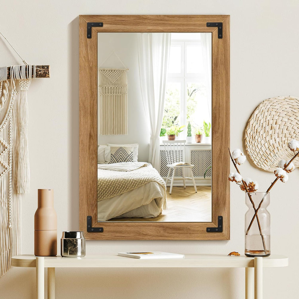 Wood Framed Bathroom Vanity Mirror for Wall, 24"x36" Farmhouse Mirror