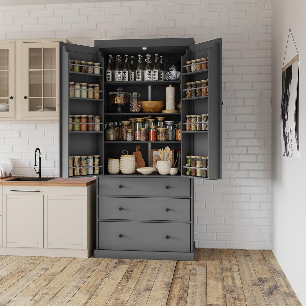 RUNNA 35x17.7x77inch High Freestanding Kitchen Pantry Large Cupboard Storage ...