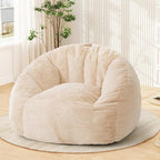 Giant Bean Bag Chair, Oversized BeanBag Couch for Adults, Large Bean Bag Sofa Chair with Filler, Shell-Shaped Floor Chair Soft & Cozy Couch with Back Support for Bedroom Living Room Dorm Apartment