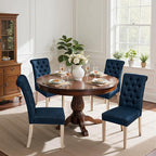 CHUN YI Dining Chairs Set of 2, Button Tufted Upholstered Fabric Dining Room Chairs with Solid Wood Legs and Curved Back, Parsons Side Chairs for Kitchen, Navy