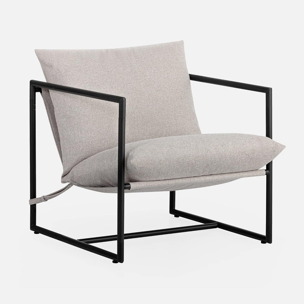 Zinus Aidan Sling Accent Chair, Metal Framed Armchair with Shredded Foam Cush...
