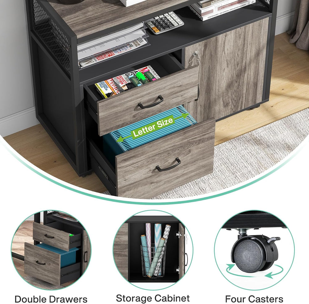 Tribesigns L Shaped Desk with Drawer Cabinet, 63" Executive Computer Des...