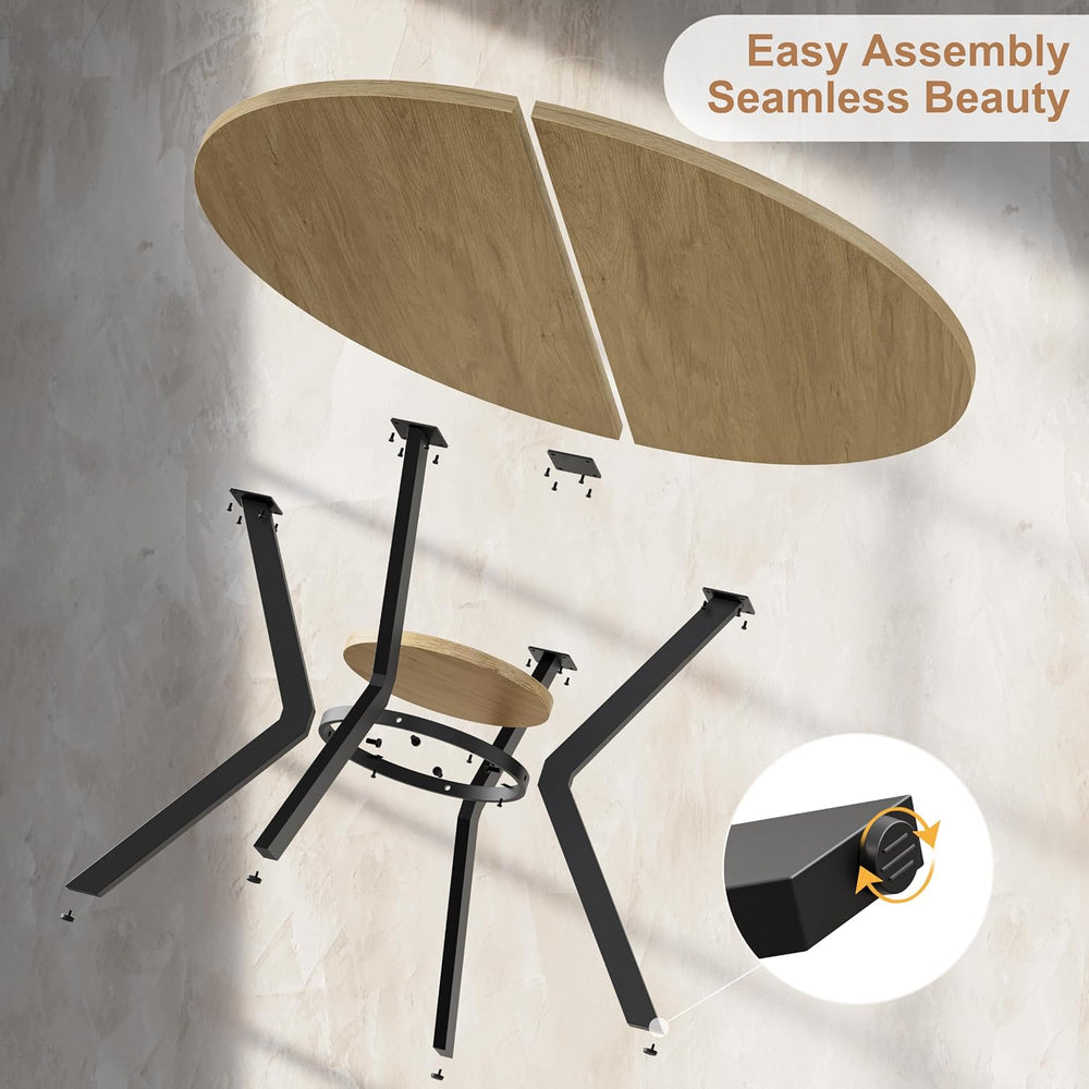 MECHYIN 42'' Round Dining Table for 2–4, Farmhouse Round Kitchen Tabl...