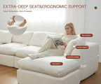 110'' Oversized Cloud Sectional Boneless Couch for Living Room, Modern Big Compressed L Shape Couch with Ottoman & 2 Throw Pillows, Comfy Chenille Deep Seat Memory Foam Spineless 4 Seater Sofa,Beige | Washable Covers, Premium Chenille, Versatile Style,...