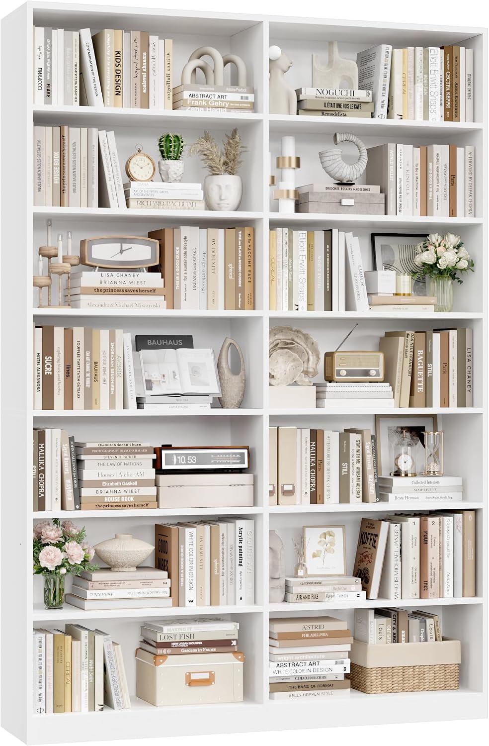 FACBOTALL 83.7" Tall Bookshelf and Bookcase,7-Tier Double Bookshelves White