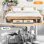 Under Bed Storage with Wheels 2Pack Underbed Storage with Clear Window&Label Under Bed Drawers Large Capacity Rolling Under Bed Storage for Clothes,Shoes, Blankets (Beige)