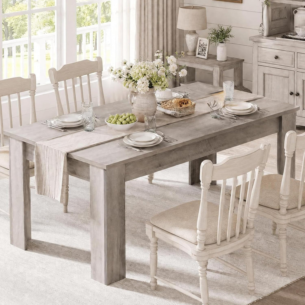 CABIHOME 63" Rectangular Dining Table for 4-6, Farmhouse Large Kitchen T...