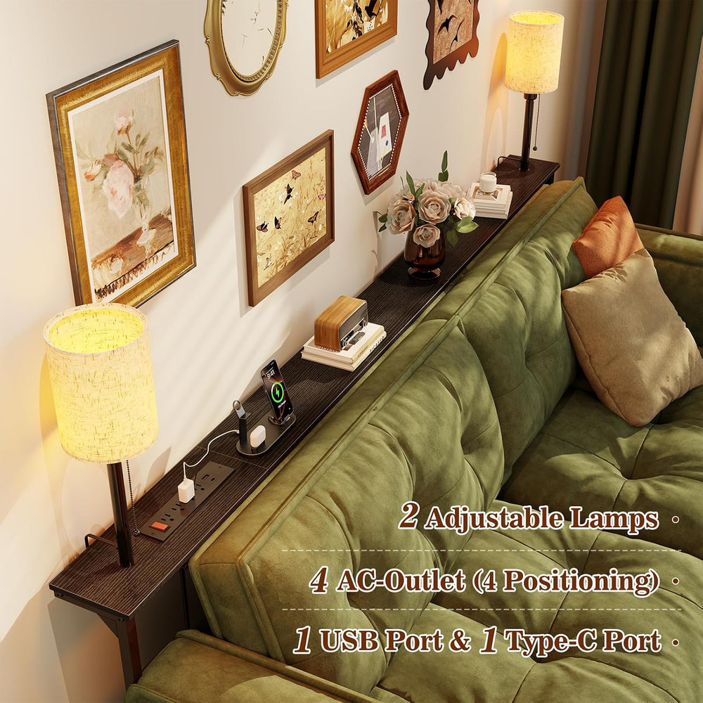 78.8" Sofa Tables Narrow Long with Lights & Charging Station - 4 AC ...