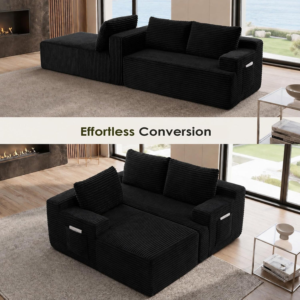 Boneless Couches for Living Room Sectional Cloud Couch Deep Seat Chaise