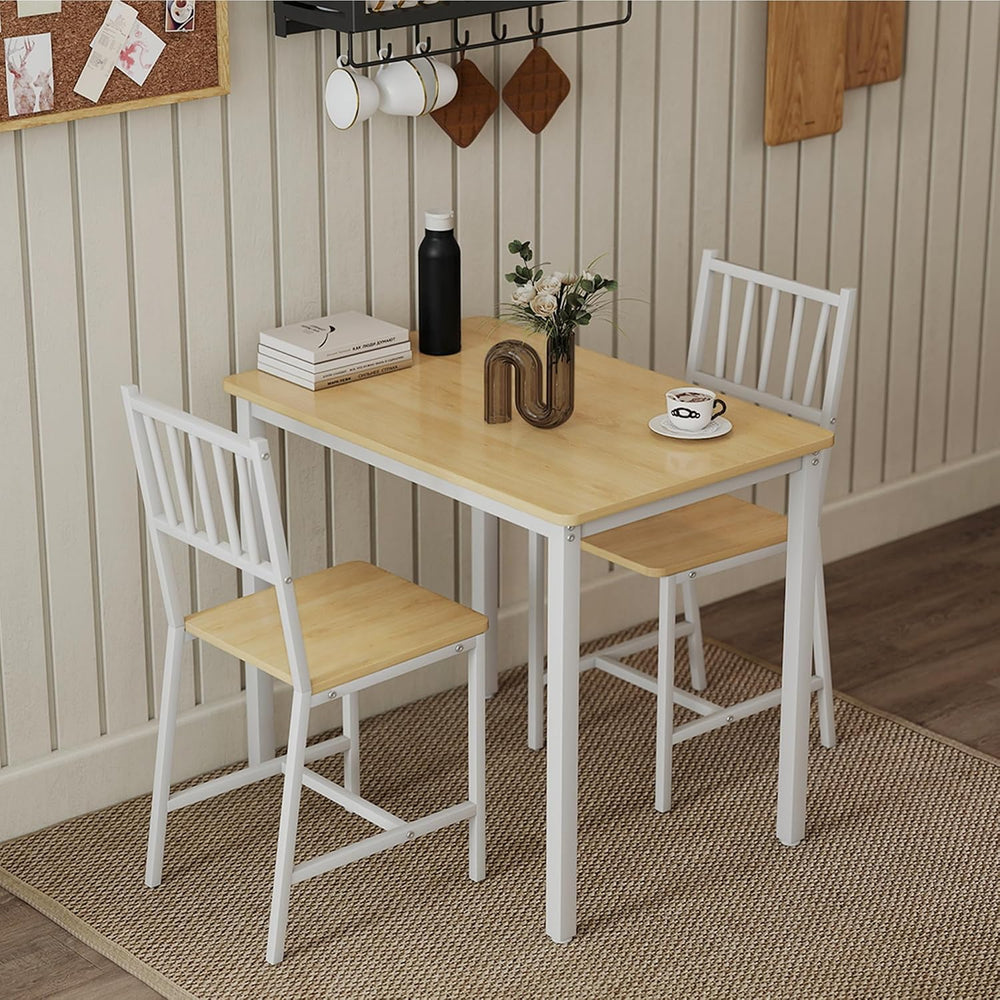 3-Piece Dining Table Set for 2, Space-Saving Kitchen Table Set for Small Spac...