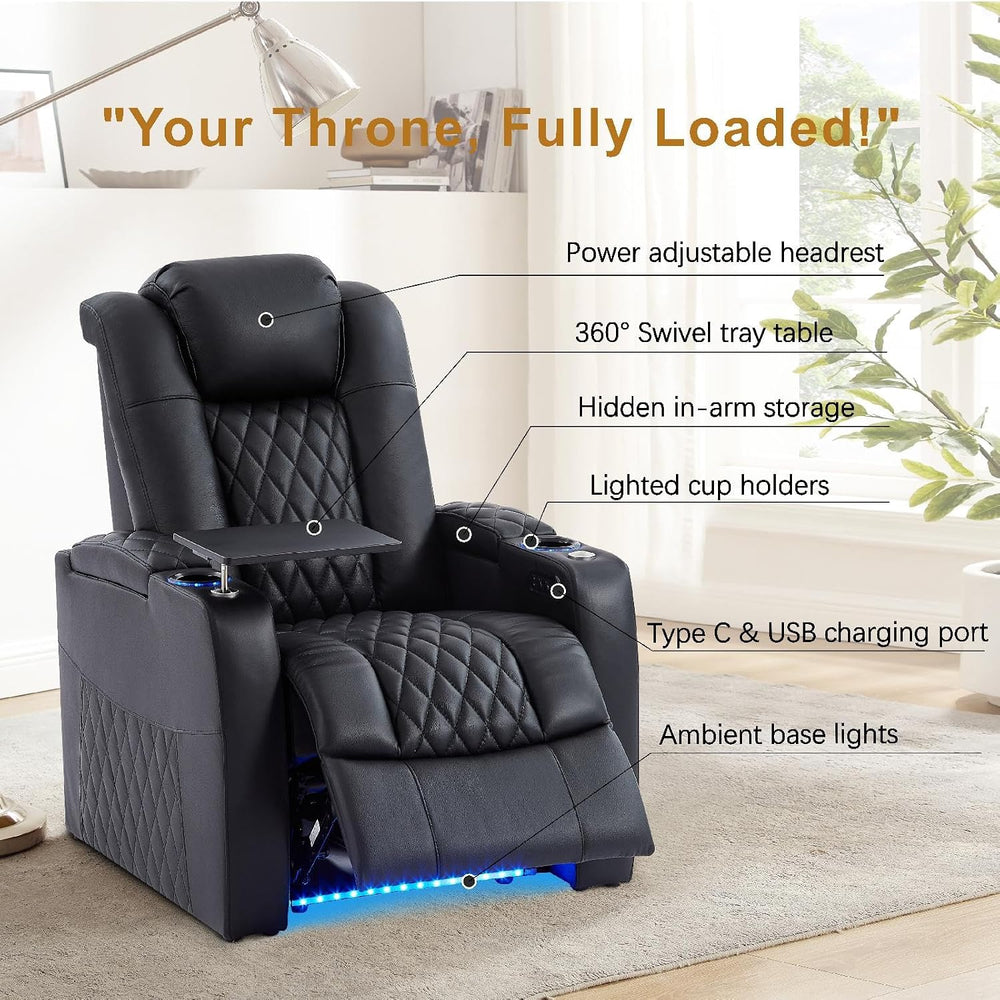 comfiroom Top-Grain Leather Home Theater Seating, Dual-Motor Power Recliner |...
