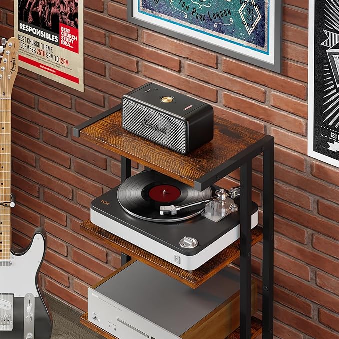 X-cosrack 16.5" Small 4-Tier AV Media Stand,Narrow Version Wooden Corner...