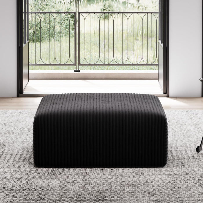 Avenco 35.4” Modular Ottoman, Corduroy Fabric, Zero Assembly Multifunctional Footrest or Extra Seat for Sectional Sofa, Black
