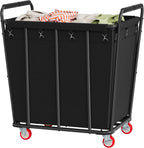 Hoctieon Large Laundry Cart with Wheels, 400L Heavy Duty Laundry Basket Organizer, Rolling Hamper Sorter for Clothes Storage, Industrial Dirty Clothes Hamper for Home & Hotel, Black