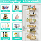 HapiRm Over Door Organizer Storage - Separable Door Organizer Hanging with 6 Metal Large Capacity Baskets for Bathroom Bedroom Kitchen Pantry Closet (Gold)