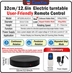 12.6Inch/350lbs Capacity Electric Motorized Turntable,Remote Rotating Display Stand ,Large Rotating Platform,Photography Turntable,Heavy Duty Display Turntables for Photography,3D Scanner,Exhibition