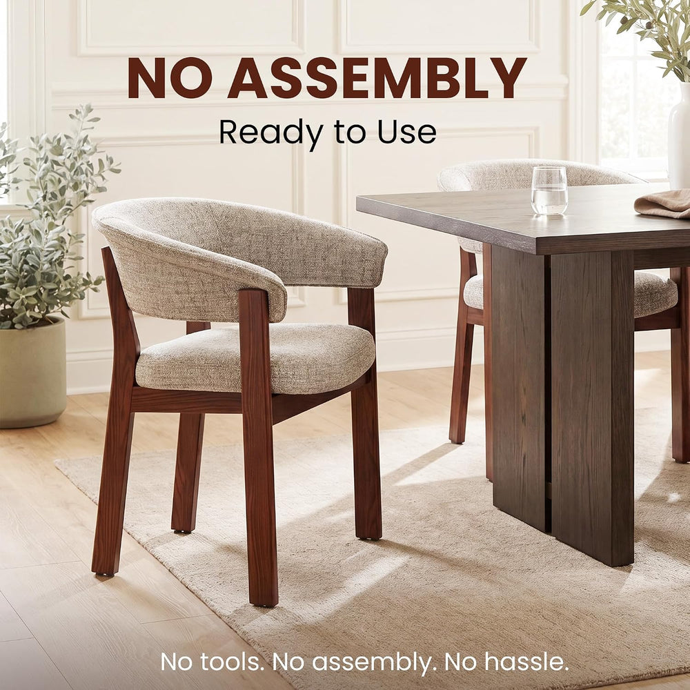COLAMY Fully Assembled Upholstered Dining Chair Set of 4,Solid Red Oak Wood K...