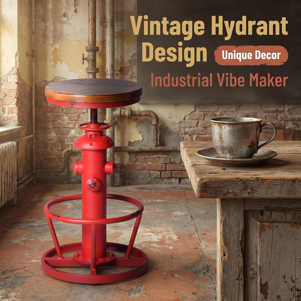 Topower Antique Industrial Round Bottom Adjustable Height Cafe Coffee Retro V...