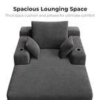 LIKIMIO 71.6" Oversized Chaise Lounge Chair Indoor, Upholstered Sofa Bed with 2 Cup Holders & 2 Storage Pockets, No Assembly Corduroy Cloud Couch, Reading Chair for Living Room (Dark Gray)
