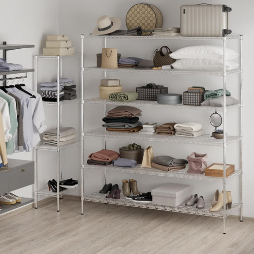 24" Deep x 72" Wide x 86" Height Wire Shelving Kit | 6-Tier | NSF Commercial Storage Rack Unit