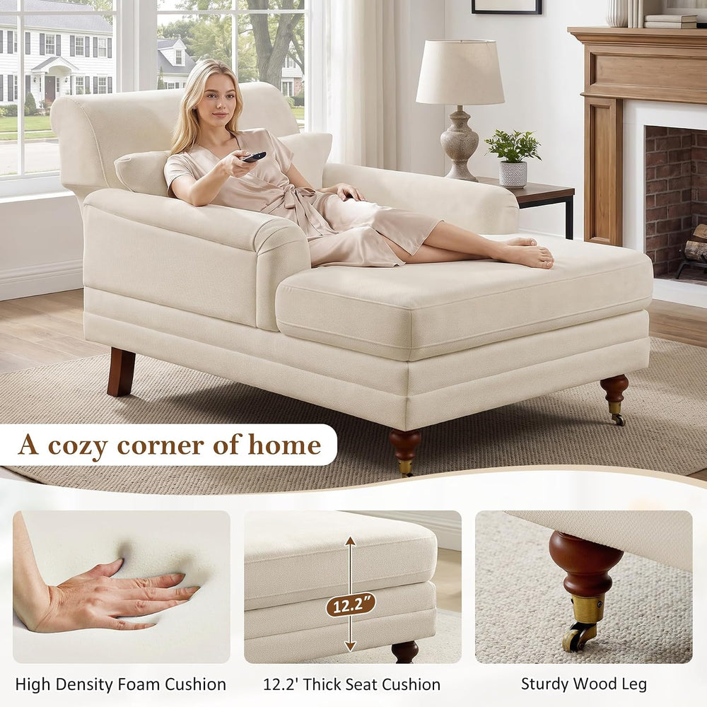 VANOMi 59.45'' Chaise Lounge Chair with Adjustable Backrest, Chenille...