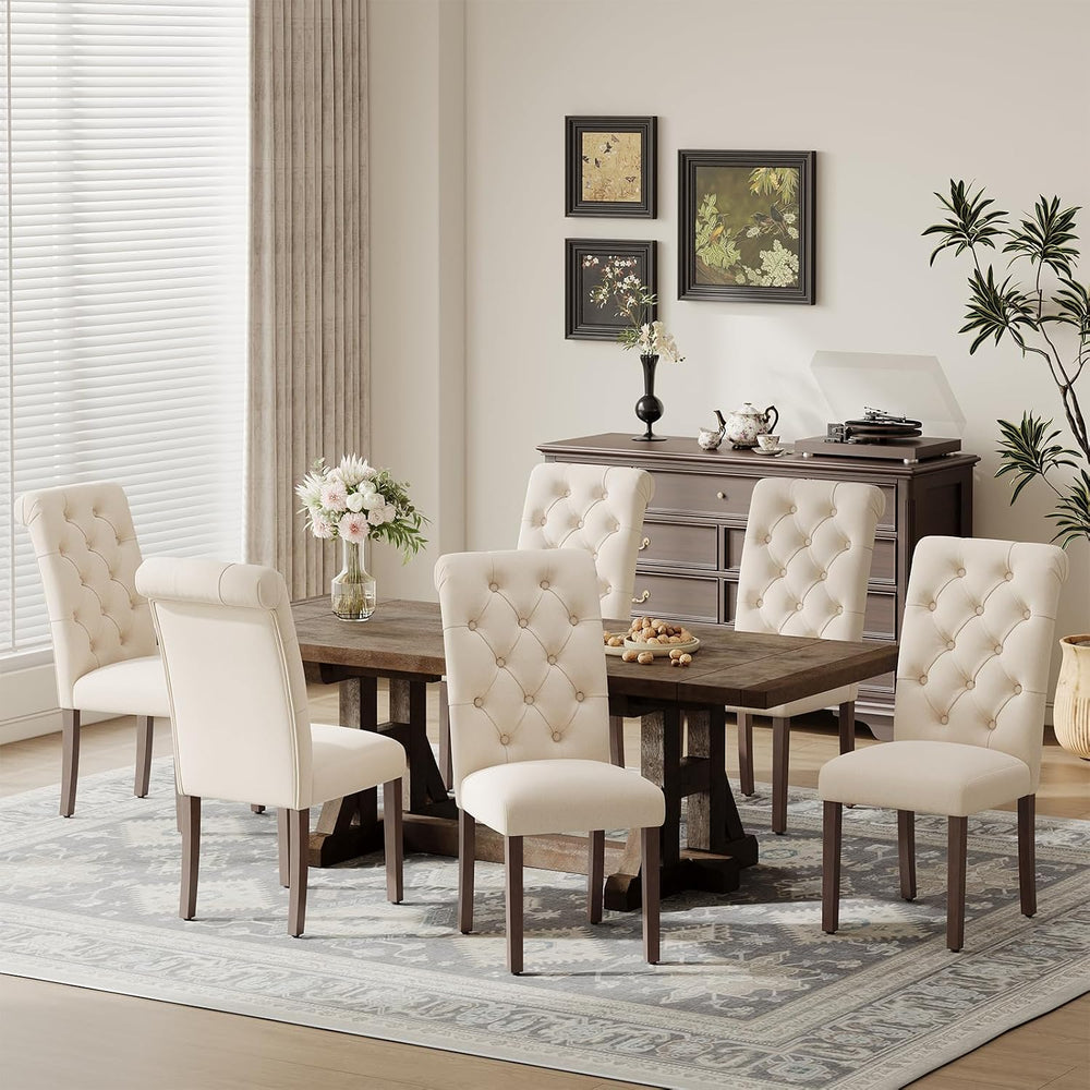 MALOL Upholstered Tufted Dining Room Chairs Set of 6, Parsons Kitchen Chairs ...