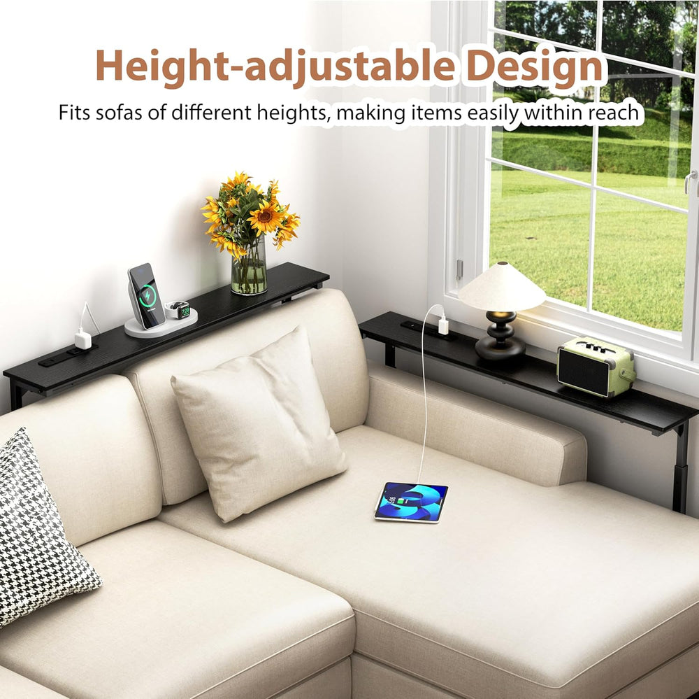 GRLEAF 2 Pack Adjustable Height Narrow Console Table with Power Outlets, 90&q...