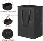 efluky Slim Laundry Basket, Narrow Laundry Hamper with Handles, Collapsible Dirty Clothes Hamper, Tall Laundry Bin for Laundry Room, Dorm and Bedroom, 90L Black
