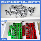 12 Pcs Magnetic Socket Organizer Set Compatible with SAE and Metric Magnetic Holders 1/4'', 3/8'', 1/2'' Drive Socket Trays Hold 286 Standard and Deep Size, No Sockets(Colors A)