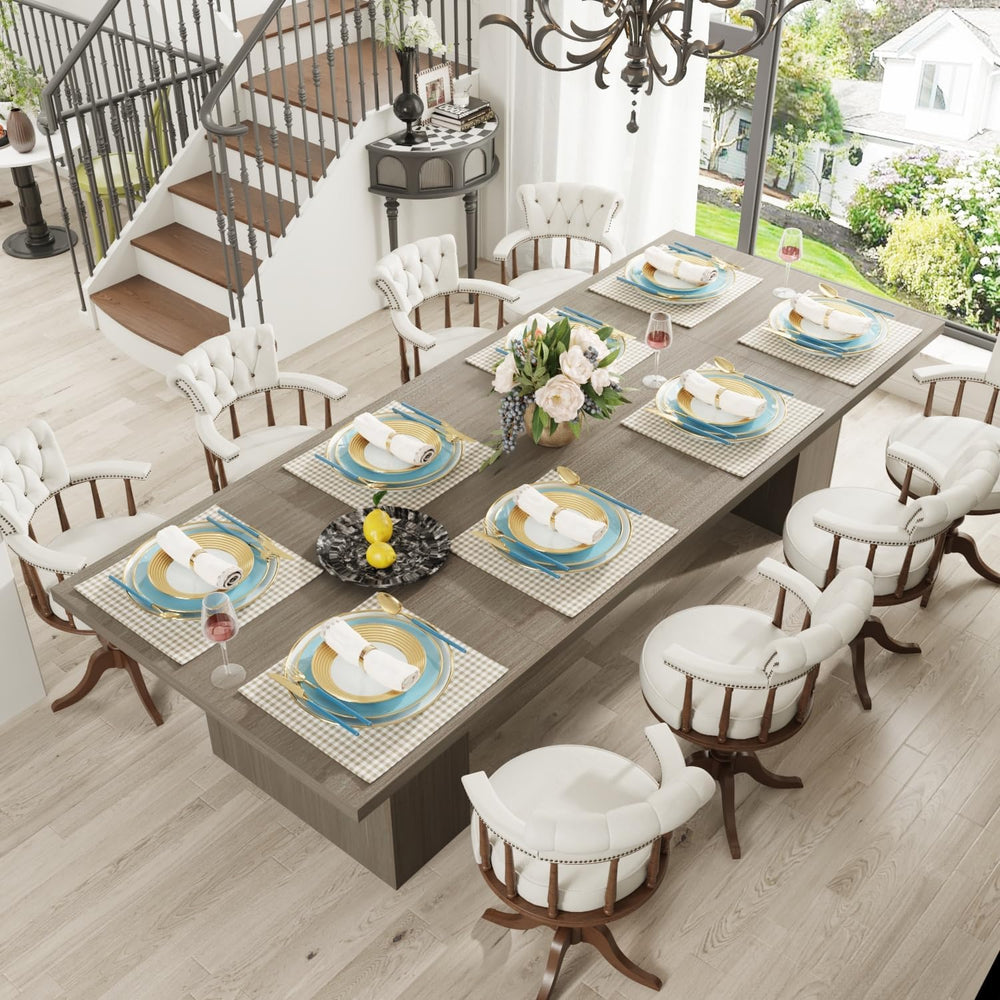MOUMON 118 inch Kitchen Dining Table for 8-10, Wood Rectangular Kitchen Table...