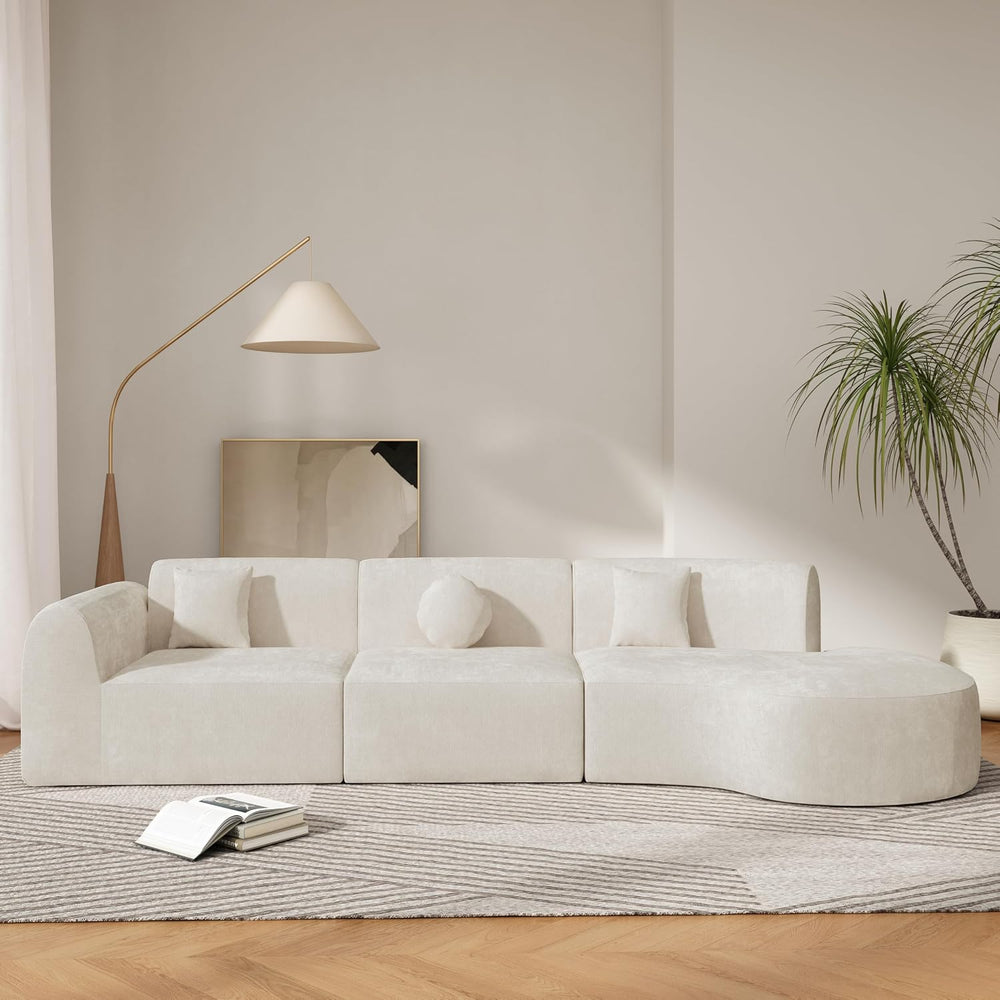 Merax 140" Curved Polyester Sectional Sofa Set, Modern Cloud Couch with ...