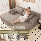 71" Oversized Double Chaise Lounges Indoor, Upholstered Corduroy Oversized Chaise Lounge Chair, Modern Sleeper Loveseat Chair Boneless Cloud Couch for Living Room Bedroom Reading (Camel)