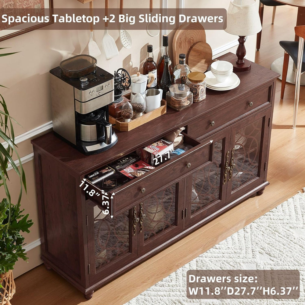 Joaxswe Farmhouse Sideboard Buffet Cabinet with Storage,59" Large Creden...