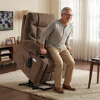 MCombo Power Lift Recliner Chair with Extended Footrest for Elderly People, Fabric 7287 (Brown, Medium)