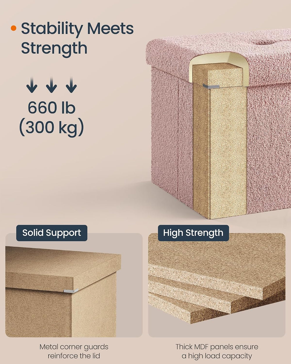 SONGMICS Large Folding Storage Ottoman Bench, 15 x 43 x 15 Inches | Foot Rest...