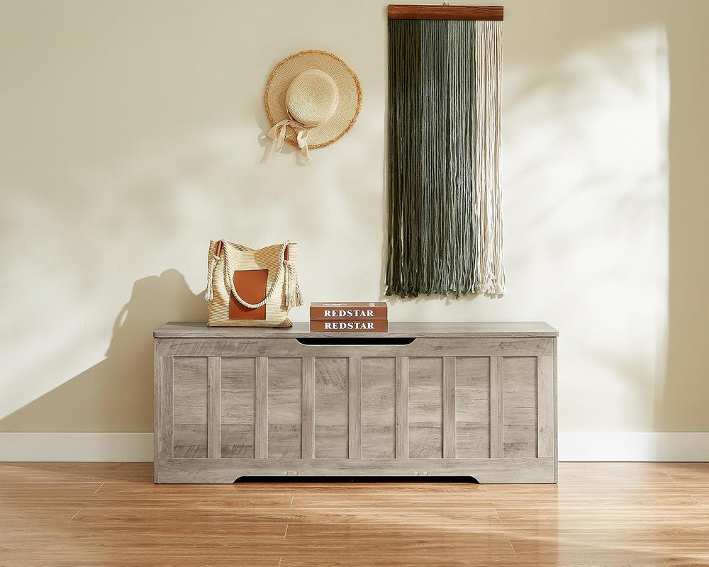 VANKILEY 51.2" Storage Chest Extra Large,Wooden Storage Bench,Greige | C...