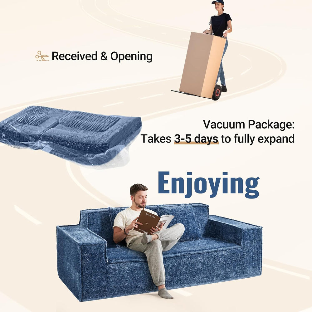 77'' Chenille Upholstered Modern Cloud Loveseat Sofa, No Assembly Req...
