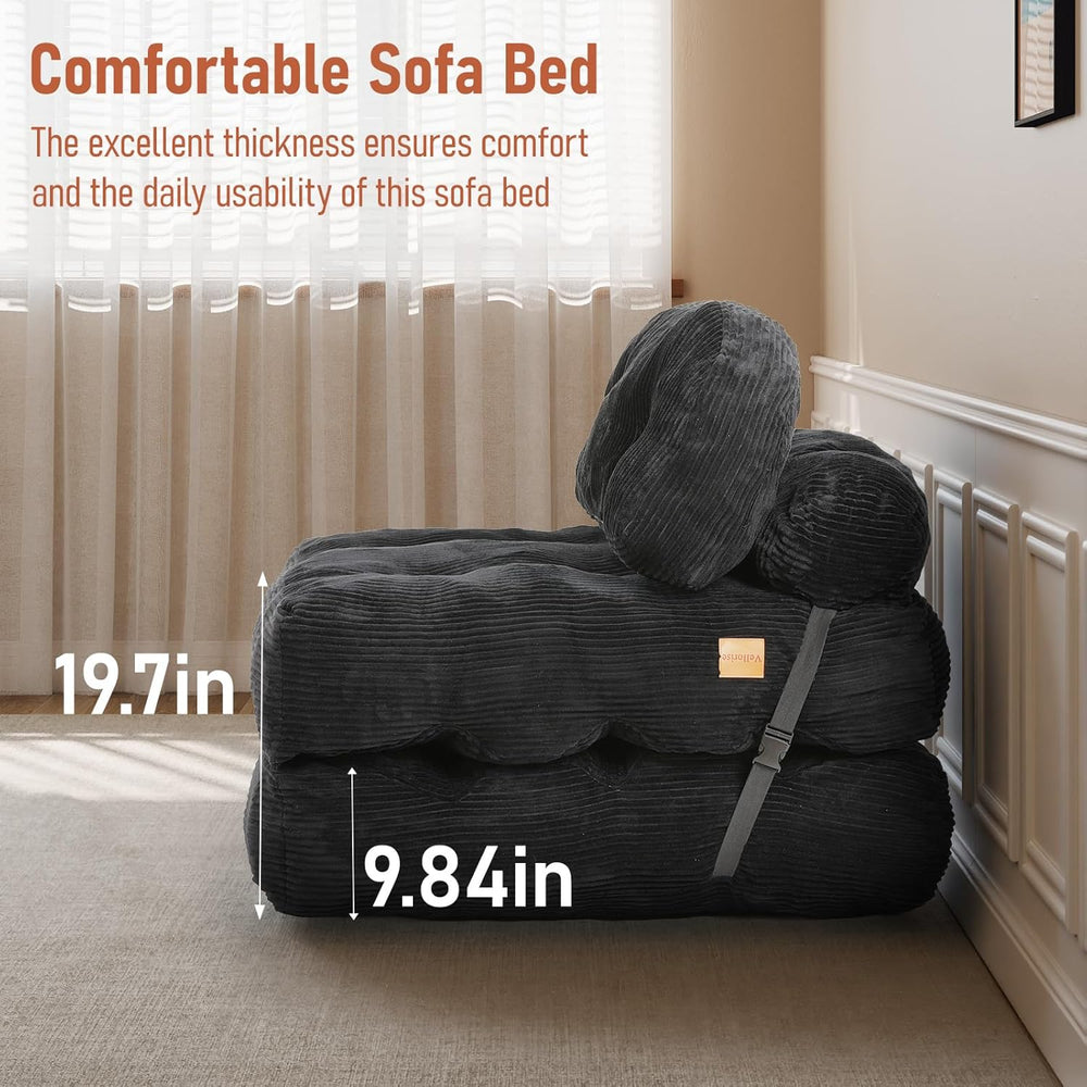 Folding Sofa Bed, Convertible Sleeper Chair with Back Support and Pillow | Fo...
