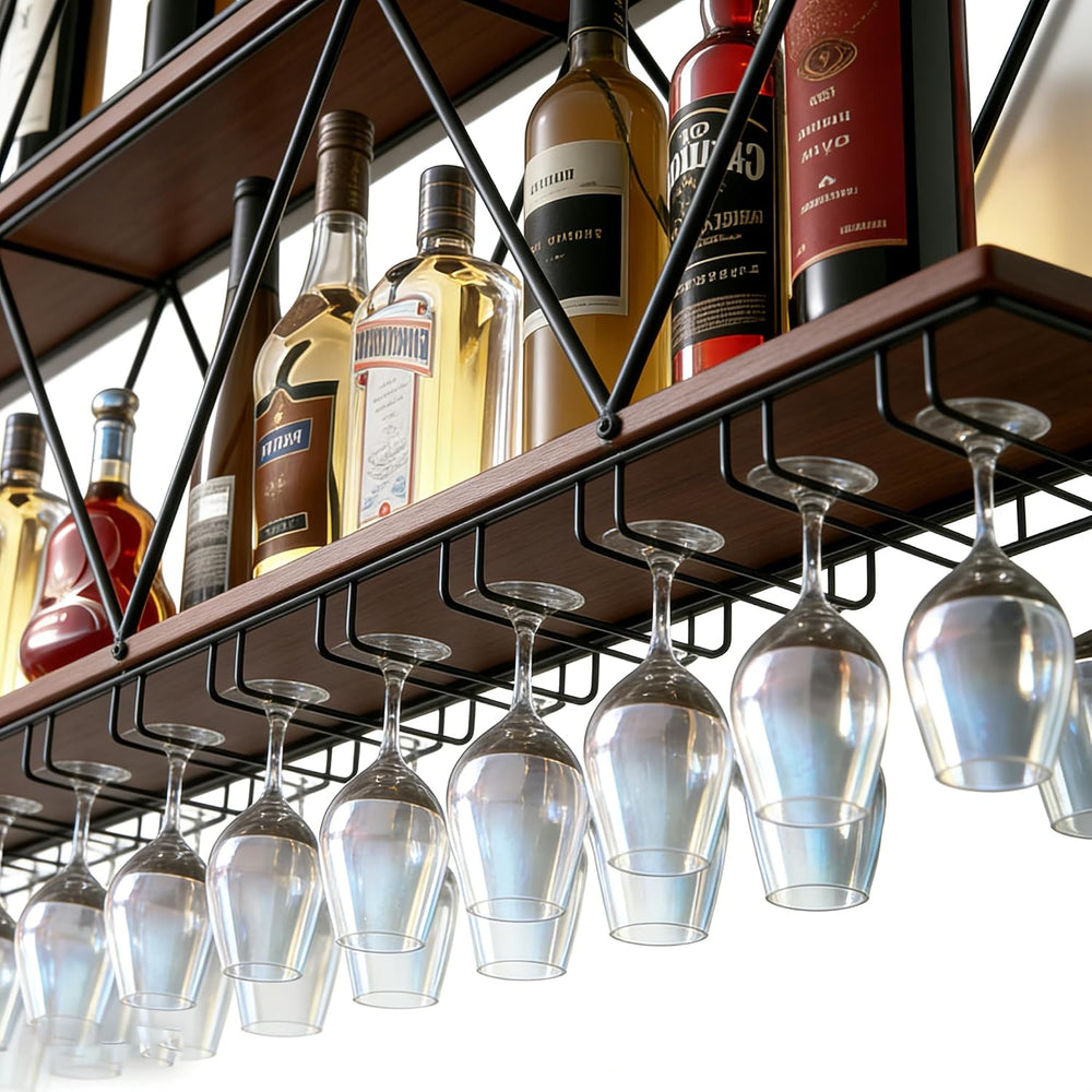 Ceiling Wine Glass Rack, Industrial Wall Mounted Wine Rack, Hanging Wine Rack...
