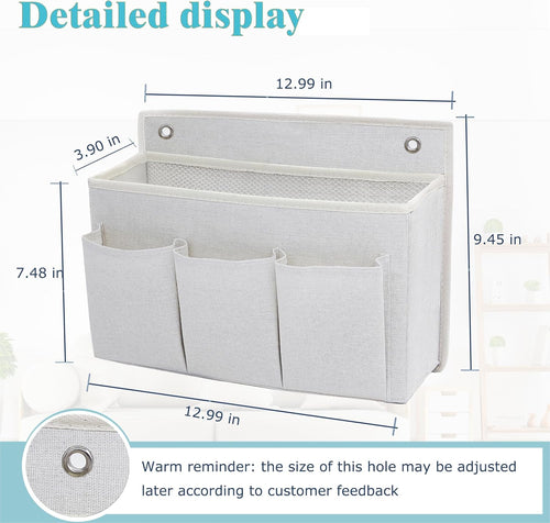 2-Pack Wall Hanging Organizer Bag/Hanging Baskets with Large Mesh Compartment & 3 Pockets，Over the Door Organizer Space Saving Storage for Bedroom,RV Camper, Closet (White-2 Pack)