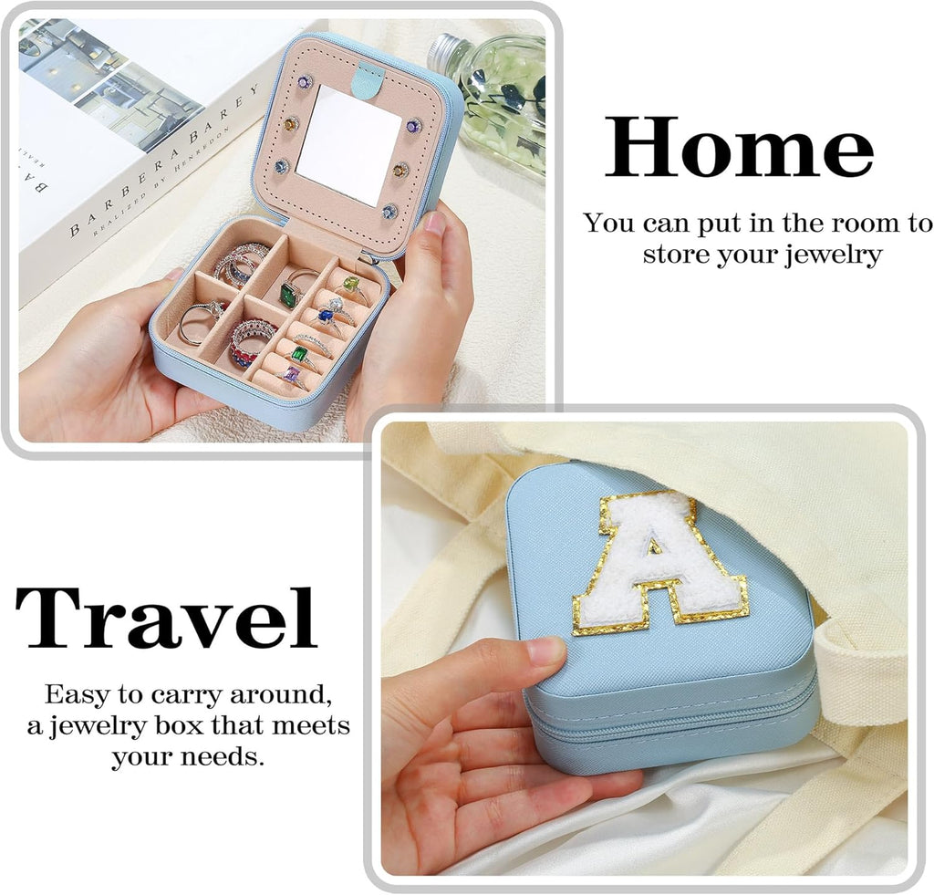 Parima Women's Jewelry Organizer | Necklace, Earring, Ring Organizer | Sky Blue, Letter V Travel Gift