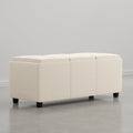 SIMPLIHOME Avalon Storage Ottoman - 42 inch Wide Upholstered Linen Look Fabric Rectangular Flip-Top Ottoman in Natural Beige, Contemporary Coffee Table Ottoman for Living Room with Hidden Storage