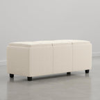 SIMPLIHOME Avalon Storage Ottoman - 42 inch Wide Upholstered Linen Look Fabric Rectangular Flip-Top Ottoman in Natural Beige, Contemporary Coffee Table Ottoman for Living Room with Hidden Storage